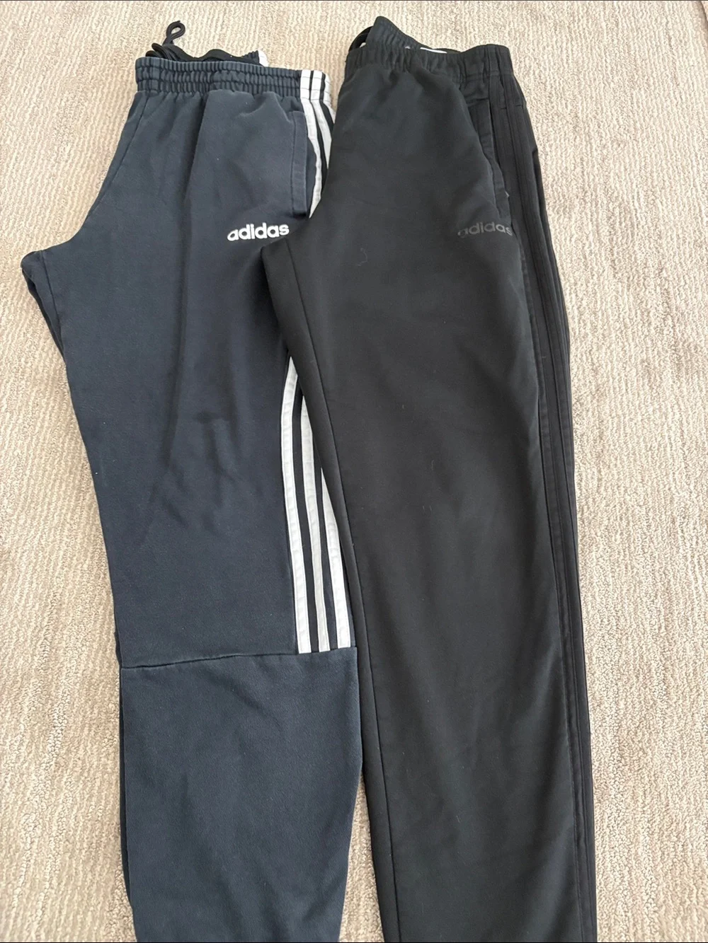 adidas men’s  Black Joggers with White 3-Stripes